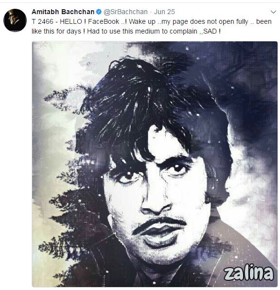 Amitabh Bachchan complains facebook issue at twitter