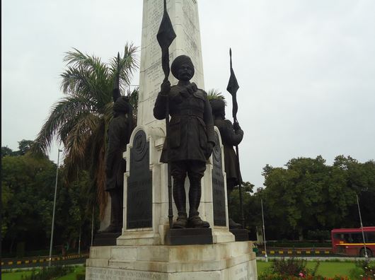 Teen Murti War Memorial was built in memory of soldiers, officers and men of the 15th imperial service cavalry brigade, composed of cavalry regiments from Indian states, who lost their lives in the battle of Hafia