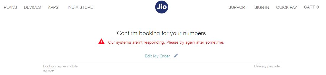 Jio Site Crashed