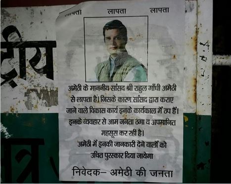 Posters in Amethi say Rahul Gandhi missing from action