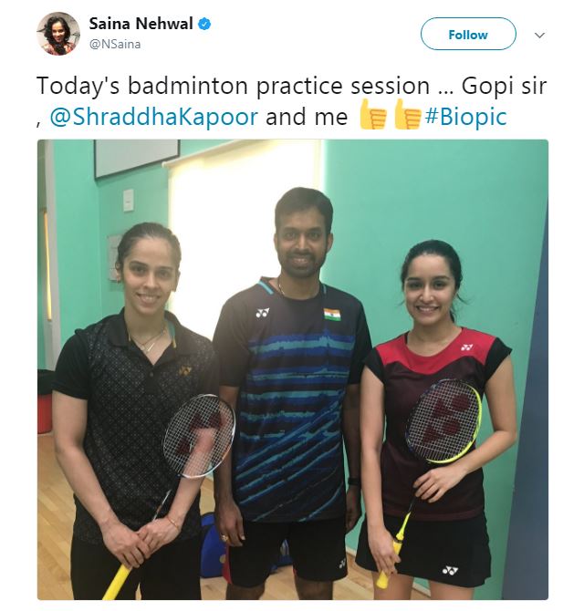 Shraddha Kapoor takes badminton training from Saina Nehwal for her upcoming film