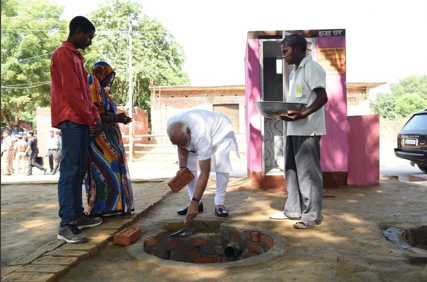PM Modi Lays Foundation Stone For Toilet in Varanasi's Shahanshahpur Village