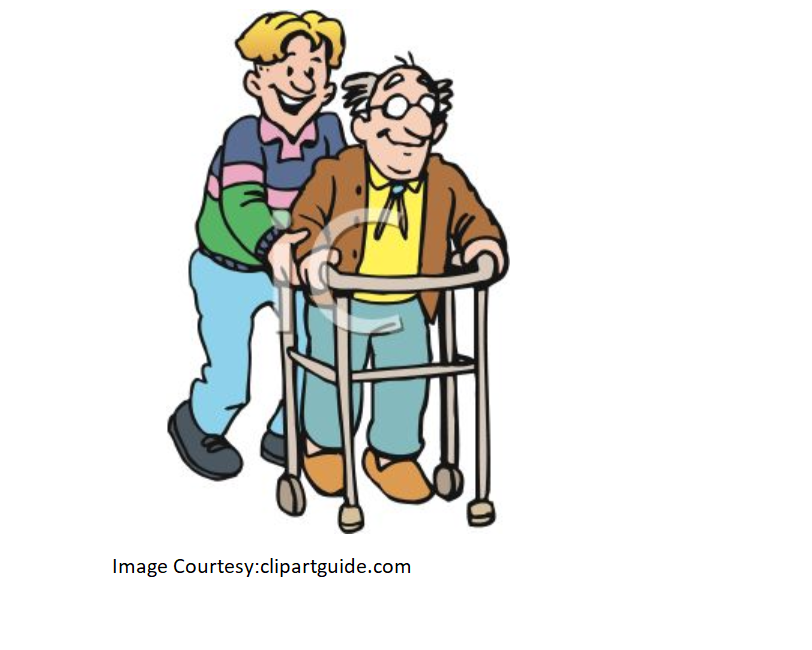 Young Men helping Old Aged Men